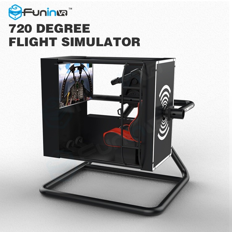 یک واقعیت مجازی شبیه ساز پرواز سیاه / زرد با یک صفحه نمایش 50 اینچی