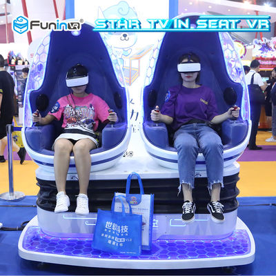 Blue + White 2 Players 9D VR Simulator با سکوی الکتریکی میل لنگ
