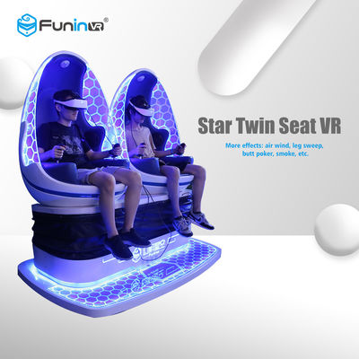 رنگ سفید آبی دو صندلی 9D VR Ride Cabin Cinema شبیه ساز واقعیت مجازی برای پارک تفریحی کودکان
